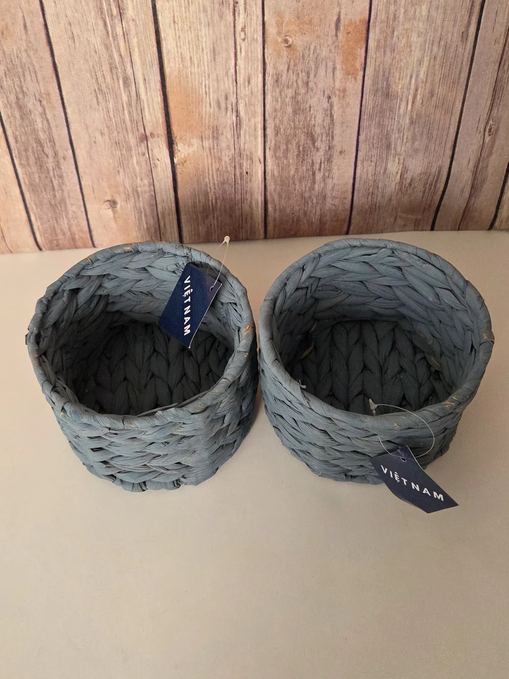 Handwoven Blue Storage Baskets - Set of 2